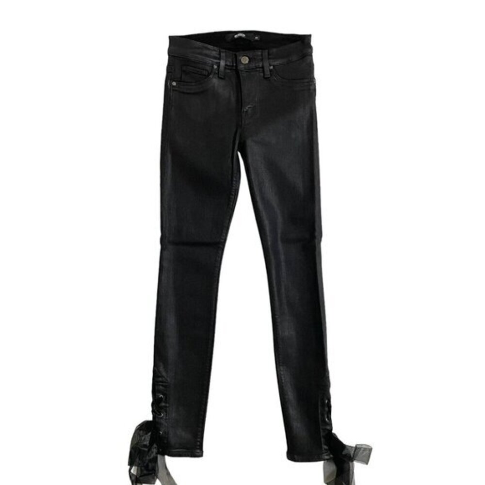 Hudson Jeans Nico High Rise Coated Skinny Ankle Jeans Black Bow SZ 24 NWT $219
